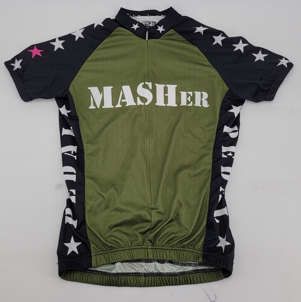 Verge Cycling Race Jersey Mens Size L Green Black M.A.S.H. MASH Theme Short Slee